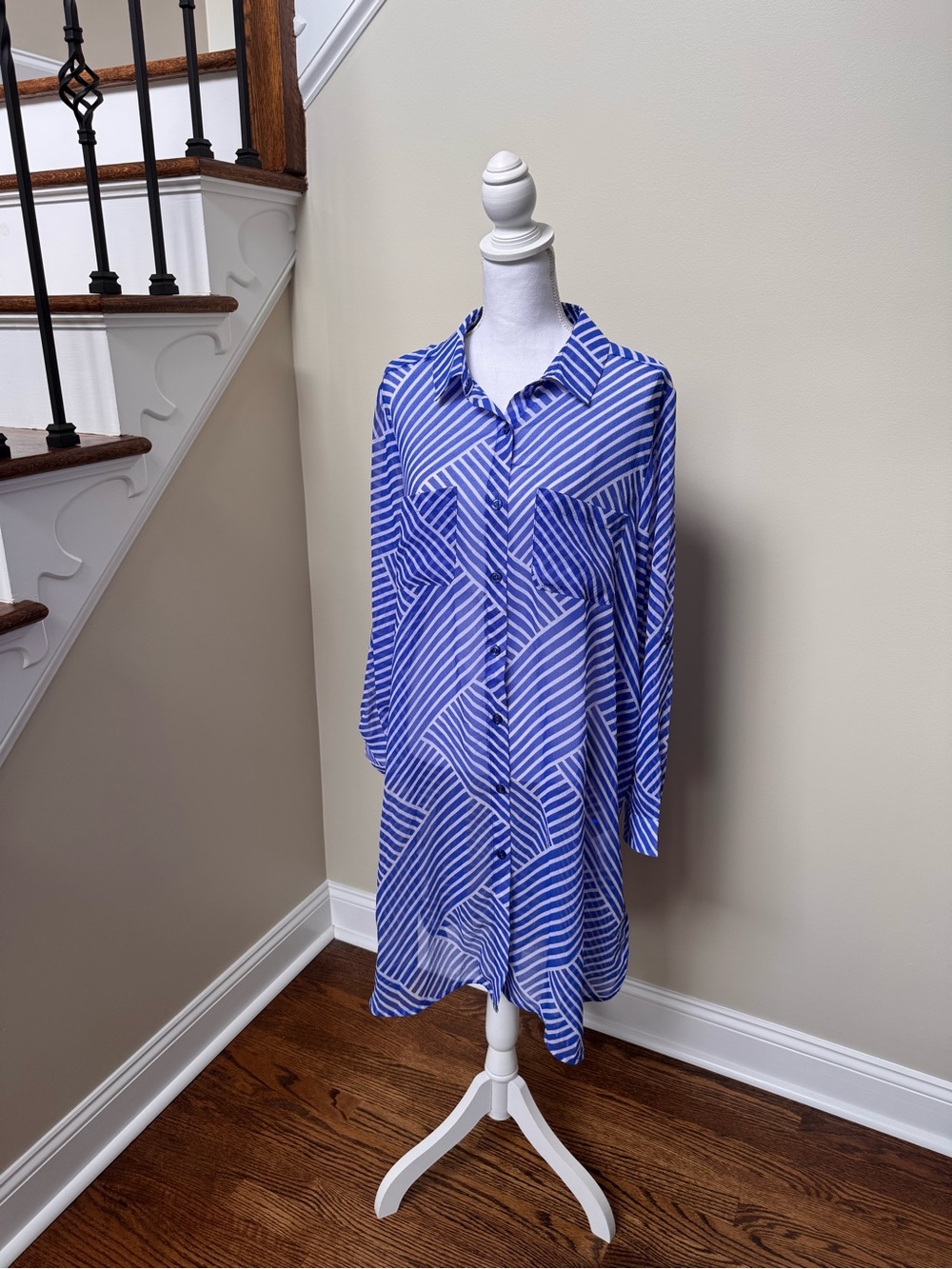 NWOT Jessica London Blue and White Striped Tunic